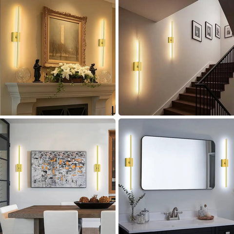 Top Shelf Gold Rechargeable Wall Sconces Pair Wireless Battery Powered LED Wall Light Removable 10000 Mah Power Base For Hallway Or Bedroom Zero Wiring Needed To Really Step Up Your Room Game, modern decorative lighting in various settings.