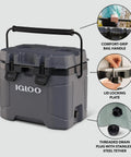 Top Shelf 25 Quart Insulated Cooler With Thick Foam Walls And Cool Riser Tech, featuring a comfort-grip bail handle.