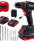 21V Cordless Workhorse Drill With 60Nm Torque And 1750Rpm Variable Speed Running Rock Solid On Dual Lithium Batteries Along With 17 Versatile Bits