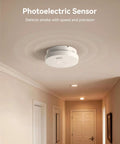 Reliable Smoke Alarm With Photoelectric Sensor And 10 Year Battery, UL217 10th Listed GS525A, Low Battery Alert, Easy Setup, Home Safety Detector, Pack Of 6 installed on hallway ceiling