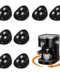 Self Adhesive Caster Wheels For Appliances 360 Degree Swivel Sliders With Slick Glide Smooth Rolling Appliance Rollers For Kitchen Countertop Coffee Makers And Air Fryers 8 Pack Black illustrated with a coffee maker