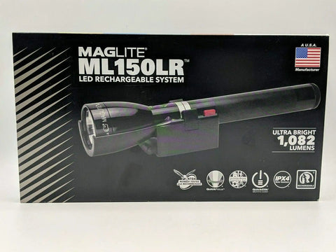 Box of ML150LR 1,000 Lumen LED Flashlight with Beast Brightness High-Intensity Beam, Durable Aluminum Body, USB-C Recharge.