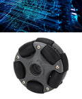 58mm omnidirectional wheel for robots, black and grey design, ideal for robotics and RC projects, featuring 360-degree rotation.