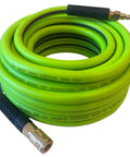 Air Hose 3/8 In By 10 Ft Beefed-Up Heavy Duty Hybrid Air Compressor Hose With Kink Resistant Design, Green Black Coiled View