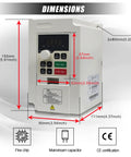 Beast 2.2KW VFD Inverter For CNC Router Milling And Engraving showing dimensions and front panel controls