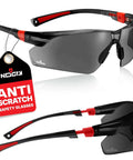 Green Tinted Wraparound Safety Glasses With Adjustable Arms And No Slip Grips, UV 400 Protection, ANSI Z87.1 Rated, Anti Scratch