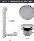 Built Tough Sch 40 Pvc Bath Waste And Overflow Assembly With Slick Illusionary Faceplate And Ada Compliant Toe Touch Drain Plug Polished Chrome Heavy Duty Bulk 12 Pack measurements and parts layout.