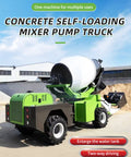 Built Tough No Fuss Self Loading Concrete Mixer Truck With Slick One Touch Auto Operation High Output Cement Mixer Fast Loading Quick Discharge Job Site Ready Custom Gear Options standing on a job site.