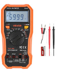 Front view of All In One Digital Multimeter TRMS 6000 Count DC AC Voltmeter And Current Tester With probes and battery.
