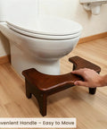 Squatting Toilet Stool From USA Grown Solid Oak, Rugged Wood Bathroom Aid next to toilet, hand moving, supports up to 330 lbs
