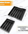 Expandable Bamboo Silverware Organizer For Kitchen Drawers Adjustable Five To Seven Compartment Cutlery Tray Utensil Holder