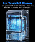 Countertop Nugget Ice Maker Makes Forty Eight Pounds Per Day With Instant Freeze Speed And Zero Stress Cleaning, showcasing self-cleaning water.