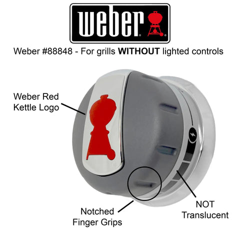 Replacement Gas Grill Burner Knob Set For Genesis 2011 Through 2016 Models with Weber kettle logo