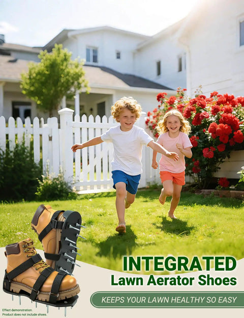 Heavy Duty Lawn Aerator Shoes With Dual Straps For Stable No Slip Aeration On Grass And Yards Preassembled Spiked Shoes