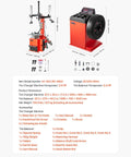 Electric Tire Changer And Balancer Combo With 18 Inch Spindle 2HP Motor, accessories and dimensions detailed on image.