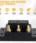 12V Forward And Reverse Relay Module For Tarp Motors, Winch Systems, Cranes, Hatches, And Lift Equipment Replacement For 5541100, 24452, ATP0110, CH 24452, K10746M, 13994 black IP67 sealed relay module with brass terminals