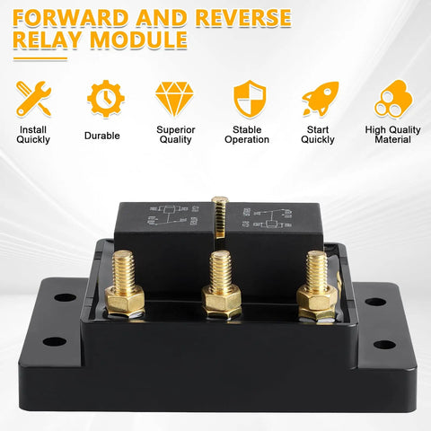 12V Forward And Reverse Relay Module For Tarp Motors, Winch Systems, Cranes, Hatches, And Lift Equipment Replacement For 5541100, 24452, ATP0110, CH 24452, K10746M, 13994 black IP67 sealed relay module with brass terminals