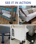 Heavy Duty 2000 Lbs Furniture Dolly Set Of 4 with ball bearing casters moving various furniture including sofa and table