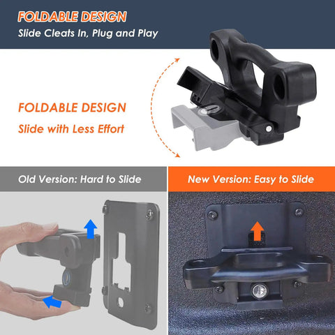 Heavy Duty Truck Bed Tie Down Anchors With Boxlink Cleats And Mounting Plates Built Solid For Locking Down Your Rig Fits Ford F150 F250 F350 Raptor 2015 To 2025 shown in foldable design.
