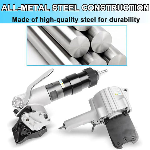 Heavy Duty Pneumatic Steel Strapping Machine For Metal Banding 2 In 1 Tensioner And Cutter Sealer with robust steel construction.