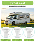 Heavy Duty RV Toilet Seal Repair Kit With Flush Ball Washer And Tough Bottom Gasket For Dometic 300 310 320 Camper Motorhome Rigs with three toilet models.