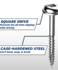 Illustration showing Zinc Pocket Hole Screws For Woodworking And Cabinet Making One And A Quarter Inch Fine Thread Maxi Loc Head Indoor 1200 Count