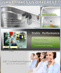 Industrial Ultrasonic Cleaner 30L 600W diagram showing SUS 304 liner, protection layers, and customer support team