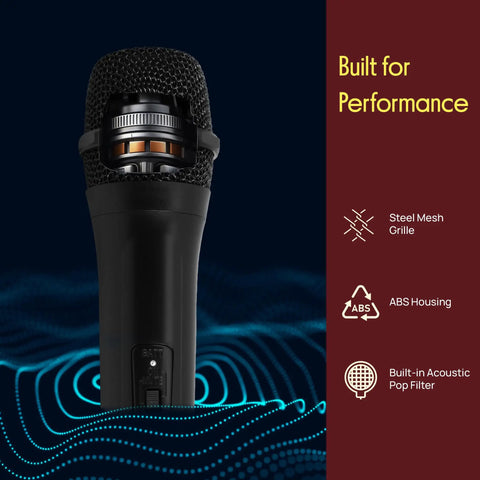 VHF Cordless Wireless Microphone System For Karaoke Nights DJ Parties And PA Use Battery Powered Handheld Dynamic Unidirectional Mic