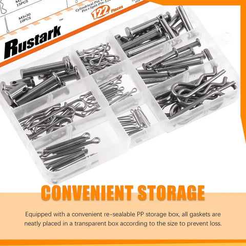 All In One 122 Piece Cotter Pin Kit In 15 Sizes Including M1.5 M2 M3 M4 M6 M8 Made From 304 Stainless Steel With Cotter Pins R Shaped Pins And Clevis Pins For Automotive Repairs And Mechanical Projects Gearhead Approved in transparent case