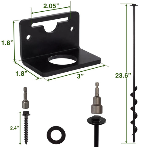 24 Inch Ground Anchors With Screws Brackets And Drill Adapter For Earth Anchors Heavy Duty Storage Shed And Swing Set Kits Wind Resistant Up To 1000 Lbs Per Anchor Reliable Outdoor Anchor System