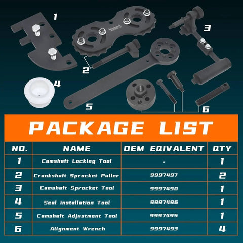 All In One Camshaft Alignment And Timing Tool Kit For Volvo 2.0T 4 Cylinder Engines Locks Camshaft Crankshaft Sprockets Seals