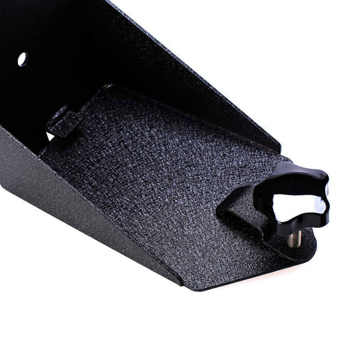 Close-up of Rear High Lift Jack Mount Carrier For 2007 2017 Jeep Wrangler JK Off Road Easy Bolt On Jack Holder bracket with knob