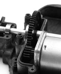 48DP Metal Pinion Gear Set for 1/18 RC cars installed on motor, showing hardened steel gears for Traxxas LaTrax Teton models.