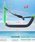 Heavy Duty Kayak Wall Mount Rack Kit Four Pack Green With Straps 100 Lb Capacity Ideal For Surfboards Snowboards Paddle Boards Kayaks Bikes Ladders Hoses And Other Garage Gear That Keeps Your Space Neat, side view with dimensions