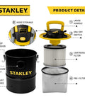 Beast Of A Ash Vacuum Cleaner With 4 Peak HP Motor, Portable 4 Gallon Canister product details overview including filter and tank components.