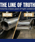 Before and after motorcycle exhaust polish, USA Made Metal Polish Paste For Solid Chrome, Stainless Steel, Aluminum And More, Non Abrasive Tarnish Fighter, Removes Light Oxidation, Requires Manual Buffing, Not For Plated Or Coated Surfaces, 5.29oz