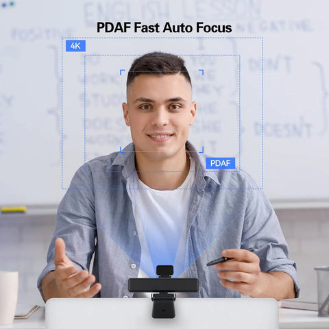 Lock In With This Crisp 4K Ultra HD Webcam Featuring A Broad 120 Degree Wide Angle Lens Smooth As Butter Zoom Meetings And Twitch Streams Reliable Usb PC Camera For Your Daily Hustle, showcasing PD Fast Auto Focus feature.
