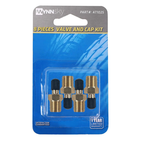 Top Shelf 4 Pack 1/4 Inch NPT Male Thread Brass Tank Valve With Standard Valve Core And Sealing Caps For Air Compressor Inflation Vessel Filling Solid Brass Build Keeps Airtight No Leaky Junk in packaging.
