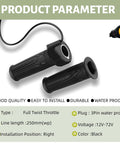 Full Twist Throttle Replacement Handle For E-Bikes And E-Scooters, 12V To 72V Wide Voltage, 22.2mm 3Pin Fit, black handle