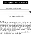 Transmission Dipstick 31086-JA00A Replacement Oil Level Gauge with measurements and usage instructions