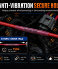 Blue Heat Shrink Butt Connectors 100 Pack 16 Thru 14 Awg Beefy Copper Crimp Wire Splices showing secure anti-vibration hold.