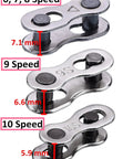 8 Pack Bicycle Missing Link Master Links For 6 To 10 Speed Chains, Reusable Silver Chain Connectors, size comparison of links.