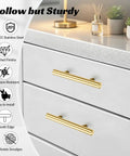 Brushed Gold 6 Inch Stainless Steel Cabinet Pulls With 3.8 Inch Hole Center Modern Drawer Handles DIY Friendly Double T Bar Design