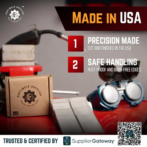 Welding Practice Kit With 304 Stainless Steel Coupons 2 By 4 By 1/8 Inch Pack Of 20 Made in USA with safe handling features
