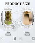 24 Piece 3/16 Brake Line Fittings Kit With 3/8-24 Threads, Inverted And Double Flare Unions And Nuts, 8 Unions And 16 Nuts, Essential Brake Line Repair Set For Flare Fittings, Heavy Duty Auto Grade DIY Gear. size chart for brass nuts and unions