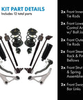 Beefed Up Front Steering And Suspension Kit For 2015 To 2018 Nissan Altima Inner Outer Tie Rods Control Arms Ball Joints