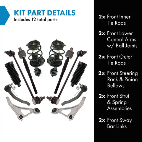 Beefed Up Front Steering And Suspension Kit For 2015 To 2018 Nissan Altima Inner Outer Tie Rods Control Arms Ball Joints