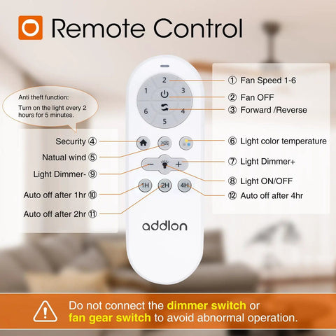 Remote for 52 Inch Black Ceiling Fan With Lights And Remote, 2 Pack, Reversible Wood Blades, 6 Speeds, 3CCT Dimmable Lighting