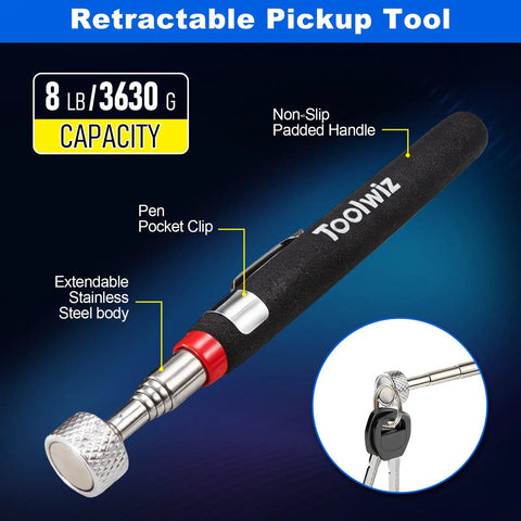 4 In 1 Magnetic Pickup Tool Set With Extendable Grabber And Flexible Claw 8 Lb Heavy Duty Magnet Bendable Spring Magnet Stick For Car Repair Garage Workshop And Home Use