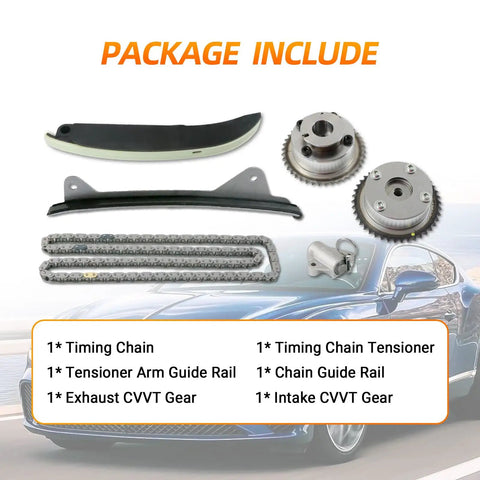 Engine Timing Chain Kit Fits 2.0L L4 Cars Like Elantra Coupe Tucson Kia Soul Forte Koup Replacement With CVVT Gears
